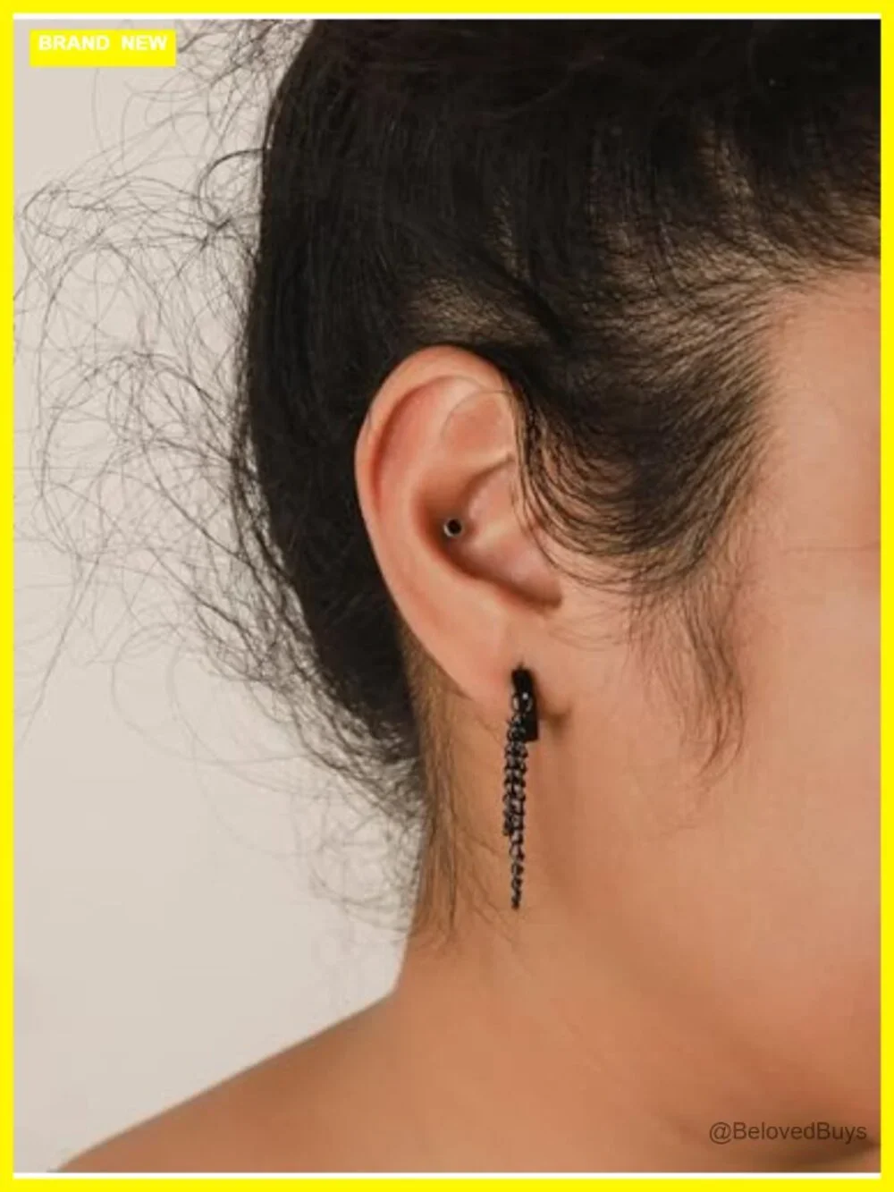 Titanium Steel Hoop Chain Earrings Gothic Punk Grunge